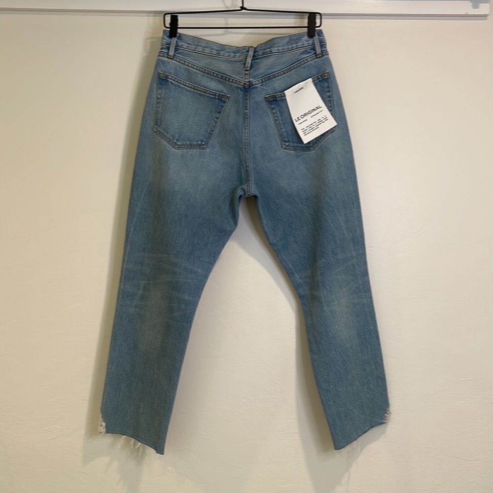 Frame Le Original High Rise Straight Fit Button Fly Distressed Jean - Picture 8 of 11
